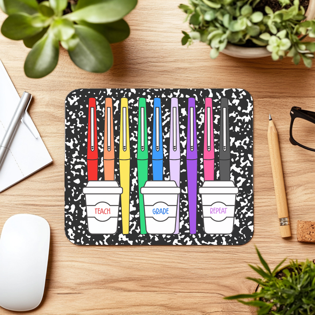Teach Grade Repeat Mouse Pad