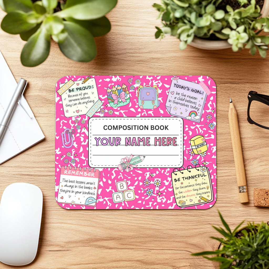 Pink Teacher Daily Affirmation Mouse Pad