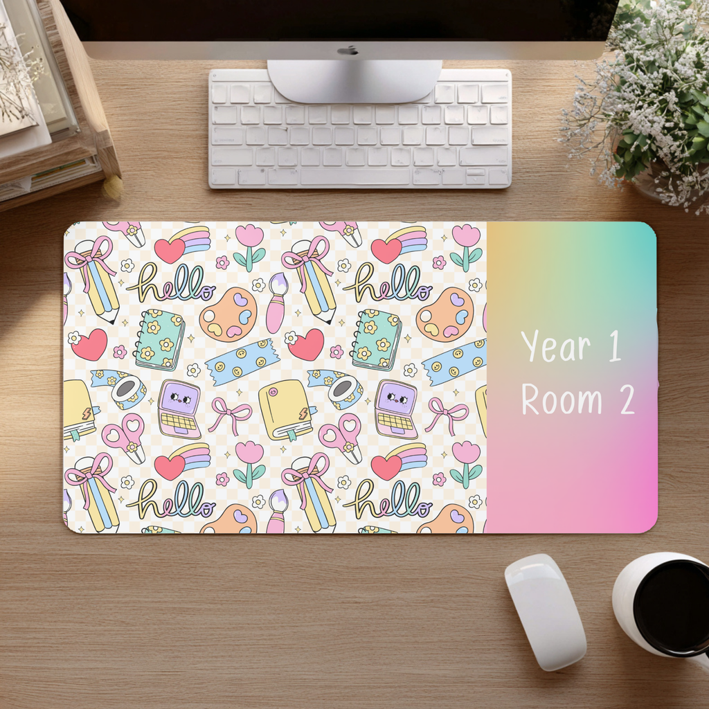 Cheerful Hello Desk Mat