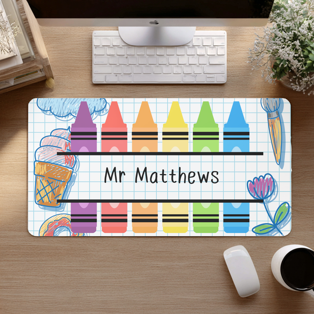 Colourful Crayon Classroom Desk Mat
