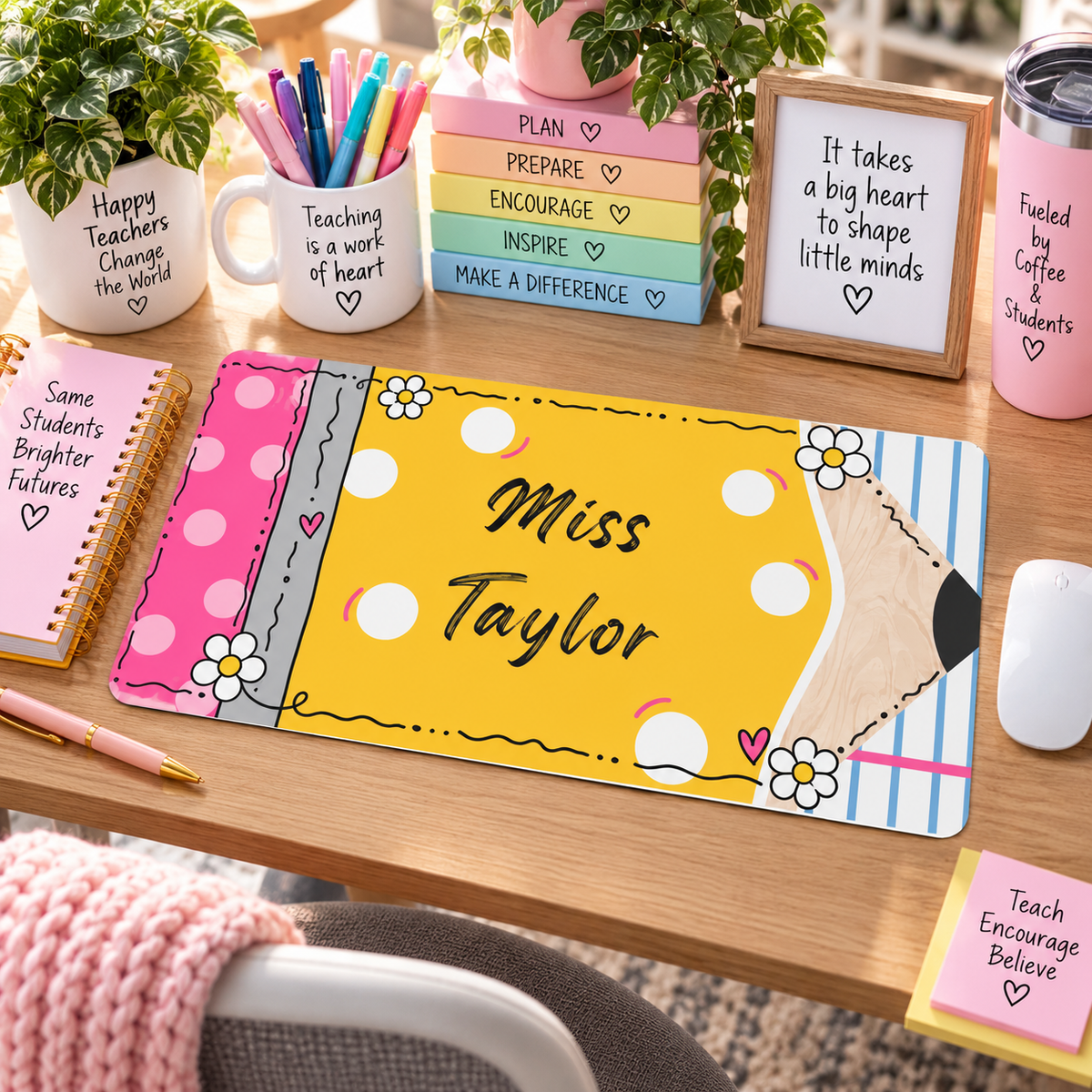 Pretty Pencil Classroom Desk Mat