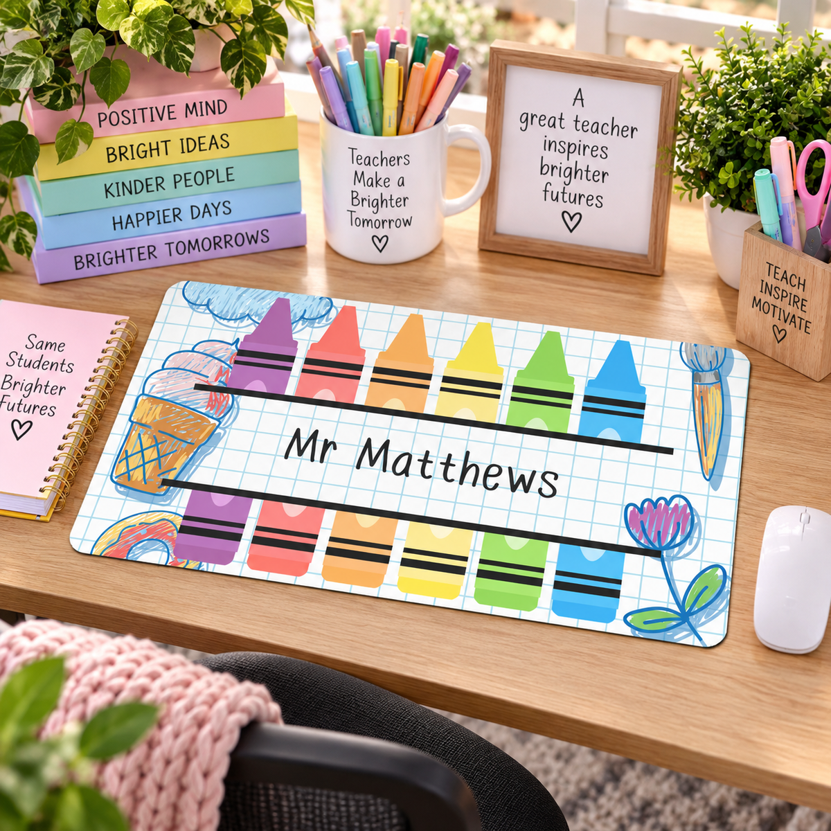Colourful Crayon Classroom Desk Mat