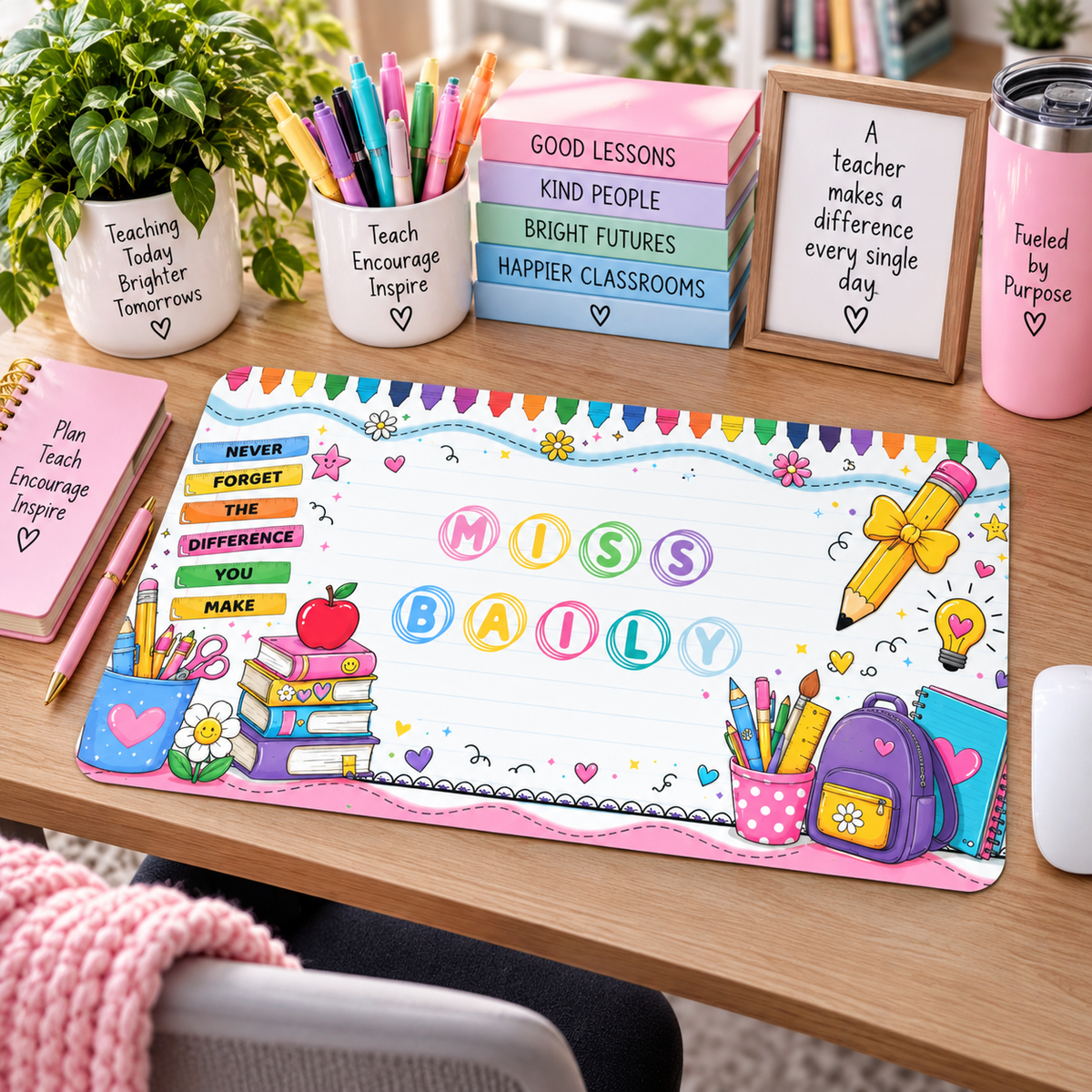 Bright Classroom Encouragement Desk Mat