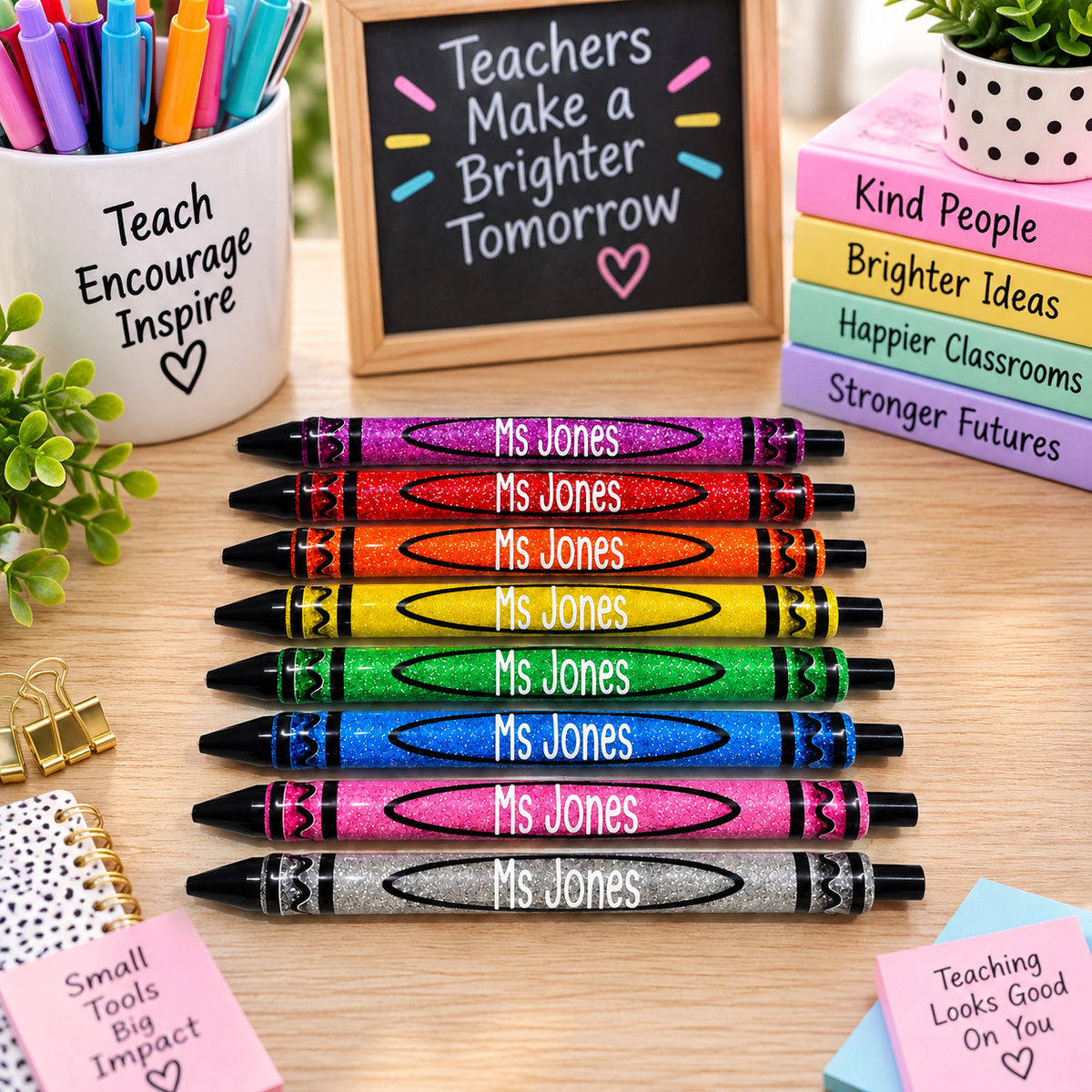 Teacher Glitter Pens - Crayon Inspired