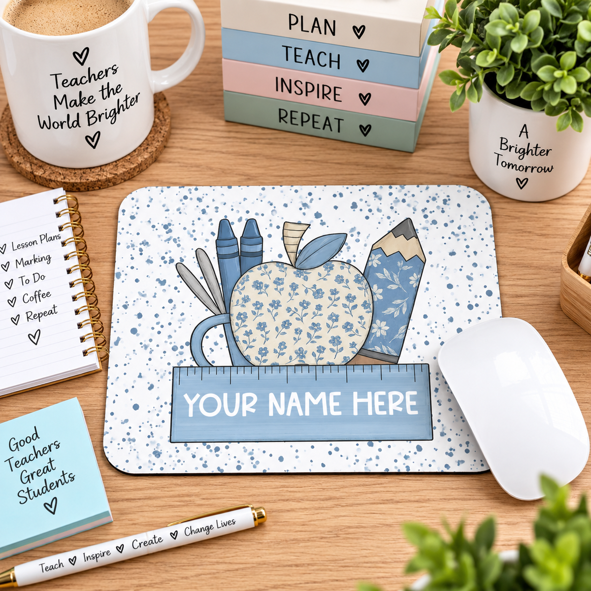 Apple & Crayons Custom Mouse Pad