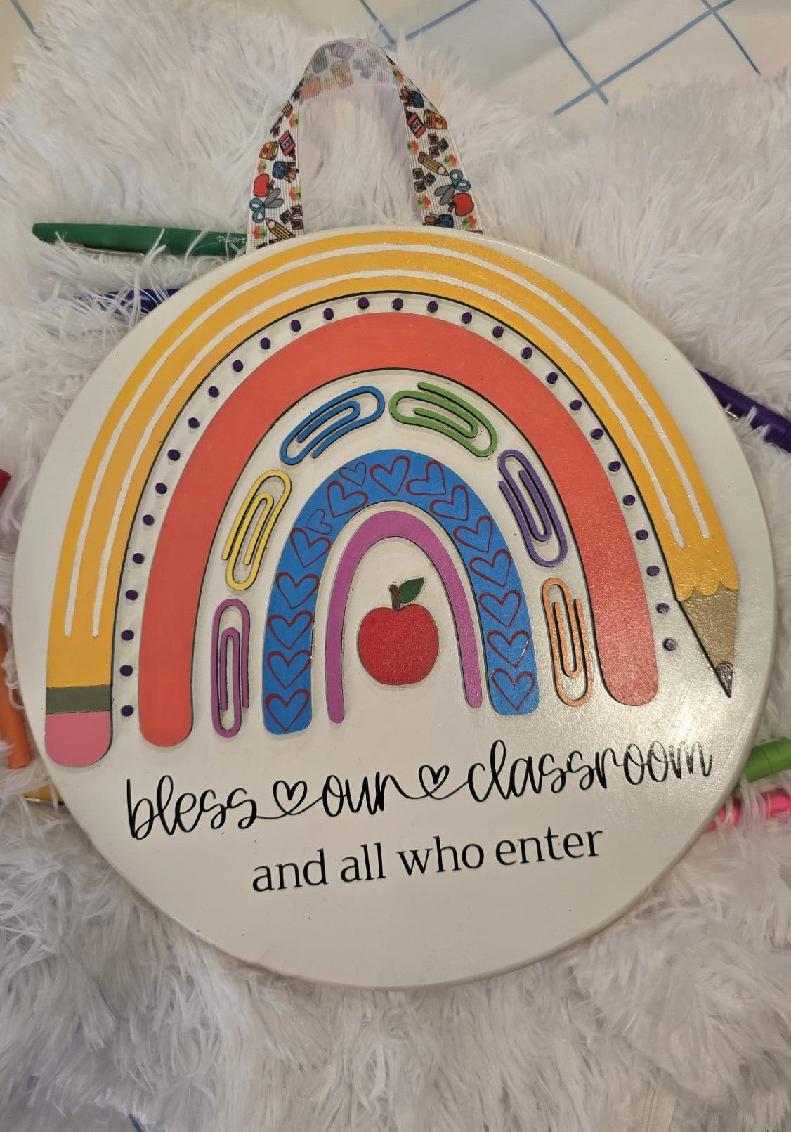 Bless Our Classroom Rainbow Door Sign