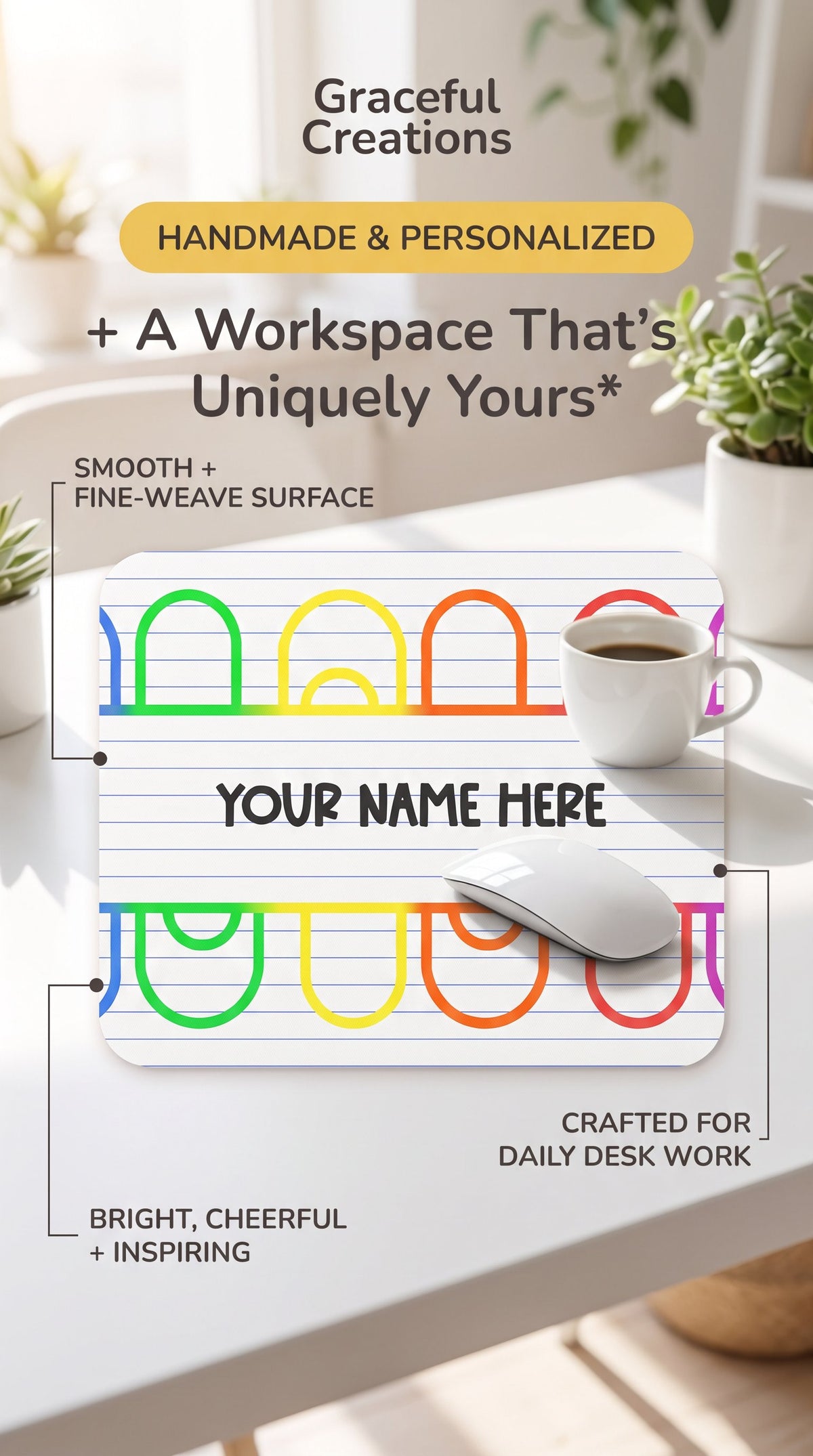 Rainbow Paperclip Mouse Pad